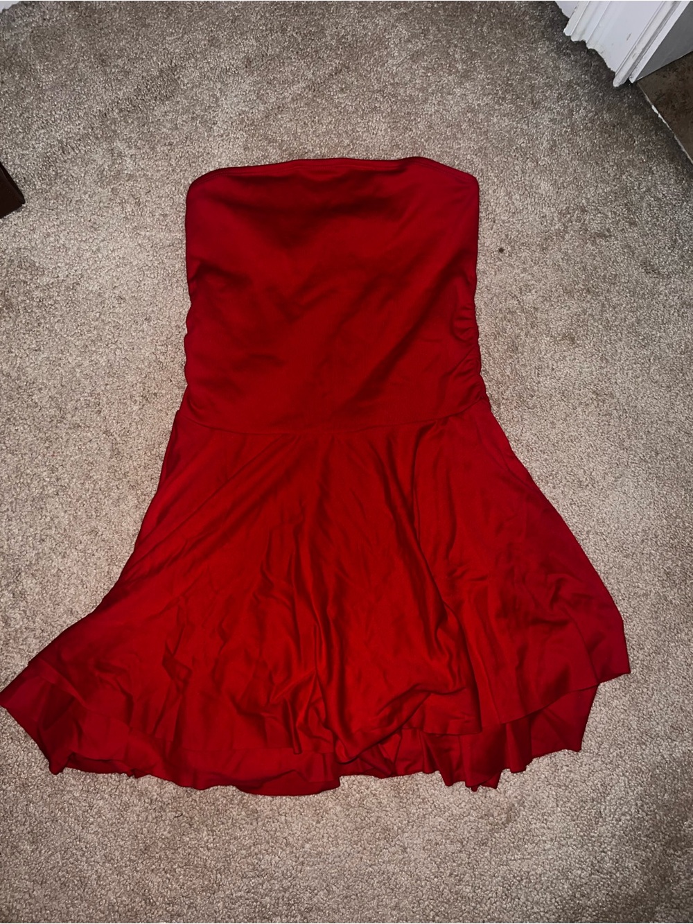 Strapless Red Skater Dress